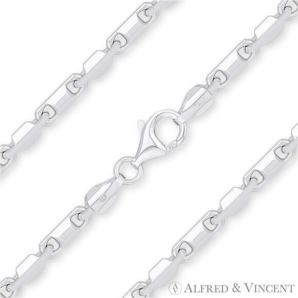 3.5mm Heshe Bar Link Italian Chain Necklace in .925 Sterling Silver - 24"